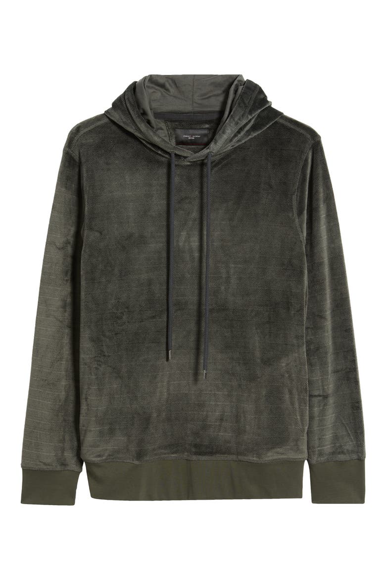 Angled Stripe Velour Pajama Hoodie, Alternate, color, CHARCOAL