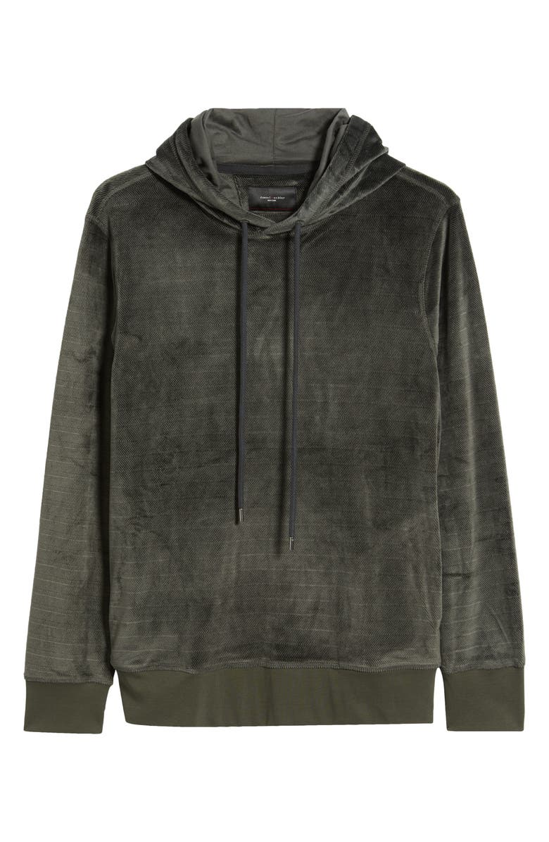 Daniel Buchler Angled Stripe Velour Pajama Hoodie, Alternate, color, Charcoal