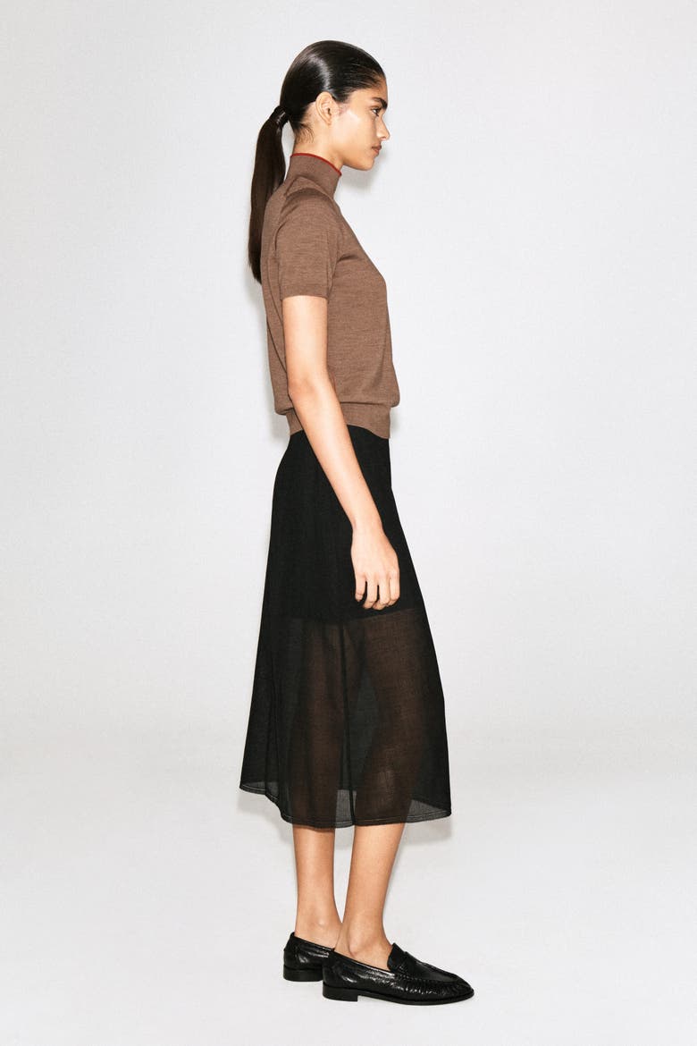 Merino Wool Turtleneck Top, Alternate, color, BEIGE MÉLANGE / RED