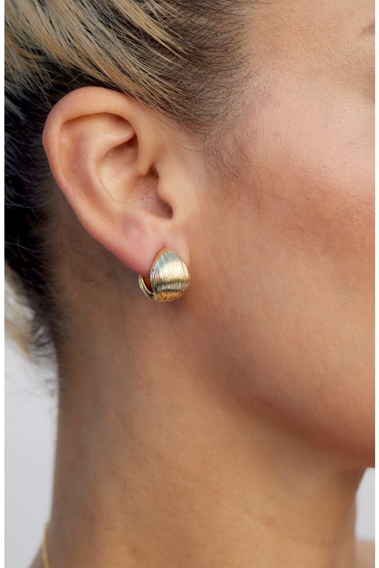 Textured Huggie Hoop Earrings, Alternate, color, YELLOW