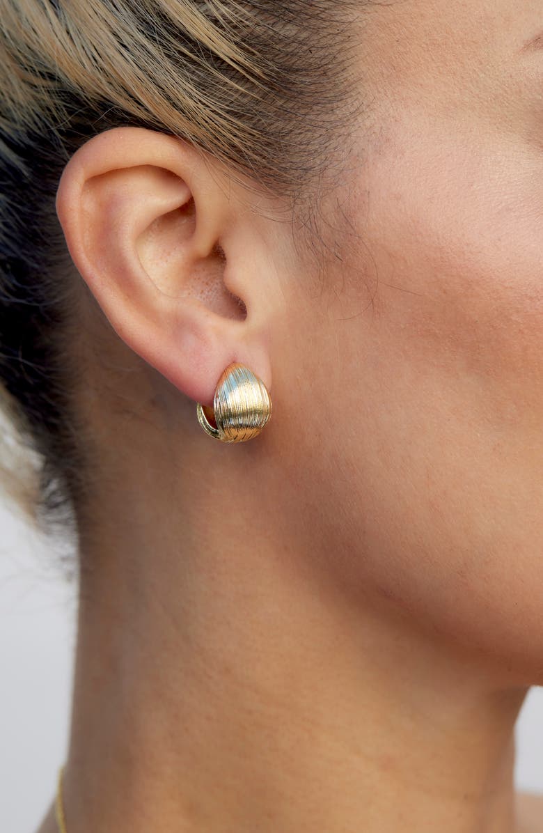 SAVVY CIE JEWELS Textured Huggie Hoop Earrings, Alternate, color, Yellow