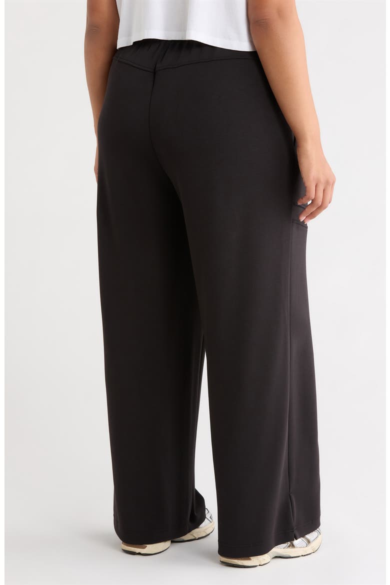 Yoke Detail Wide Leg Scuba Pants, Alternate, color, BLACK