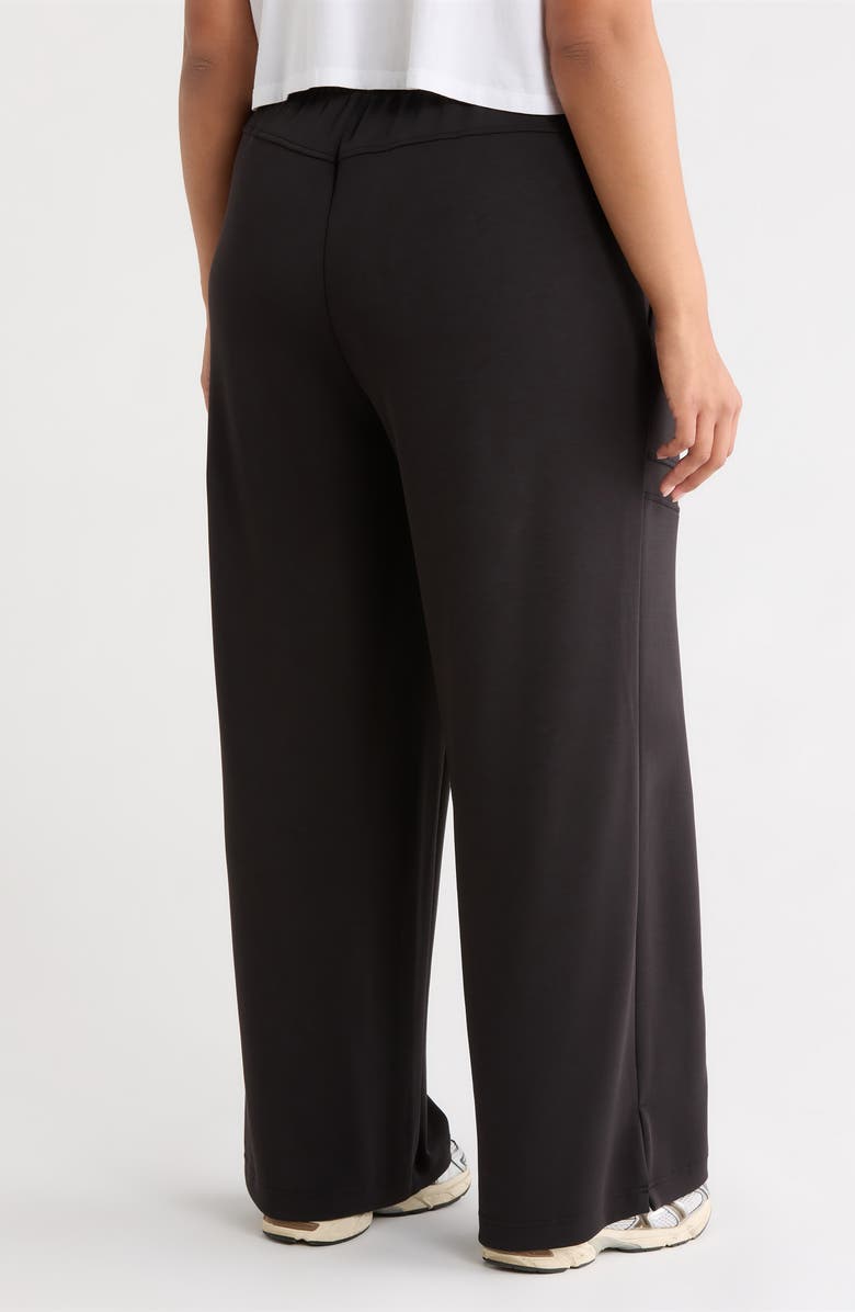 Wit & Wisdom Yoke Detail Wide Leg Scuba Pants, Alternate, color, Black