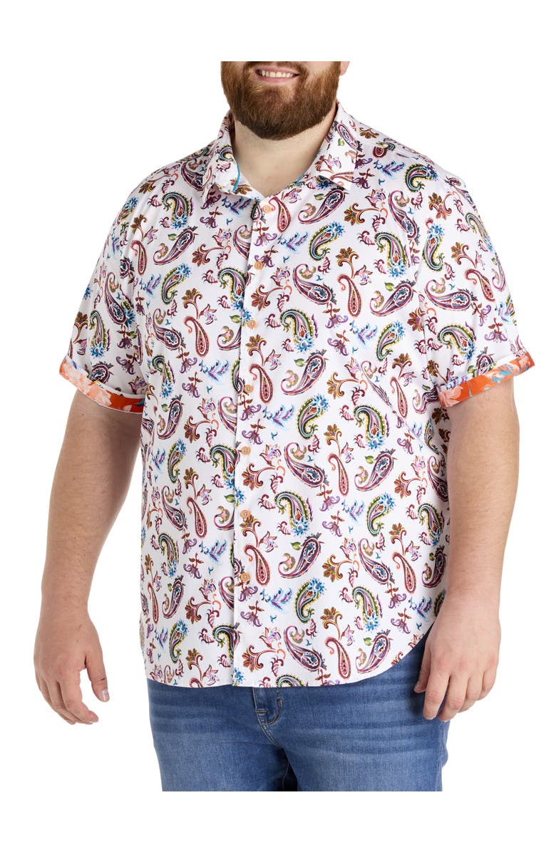 Robert Graham DXL Big & Tall Tangier Paisley Print Sport Shirt, Main, color, Red