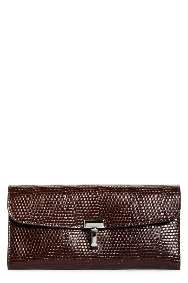 T-Lock Lizard Embossed Wallet, Main, color, BROWN