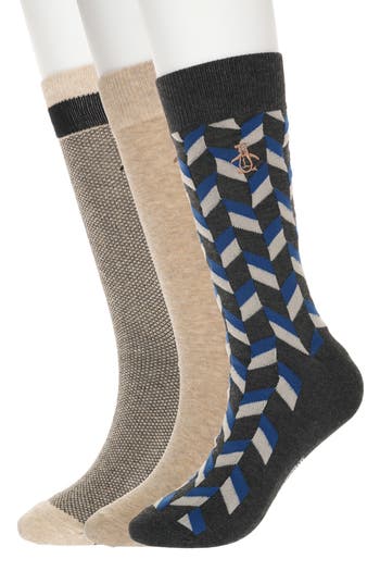 Original Penguin Assorted 3-pack Crew Socks In Multi