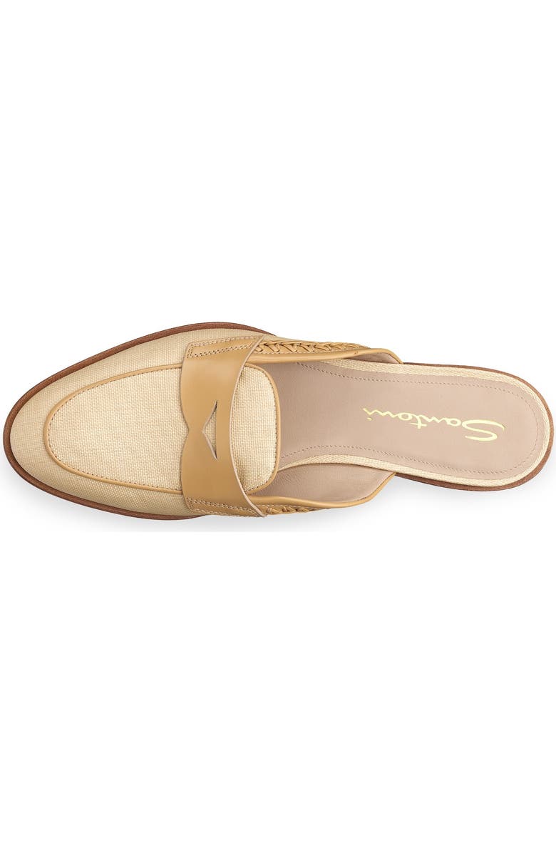 Santoni Women's Leather and Fabric Mule, Alternate, color, Natural