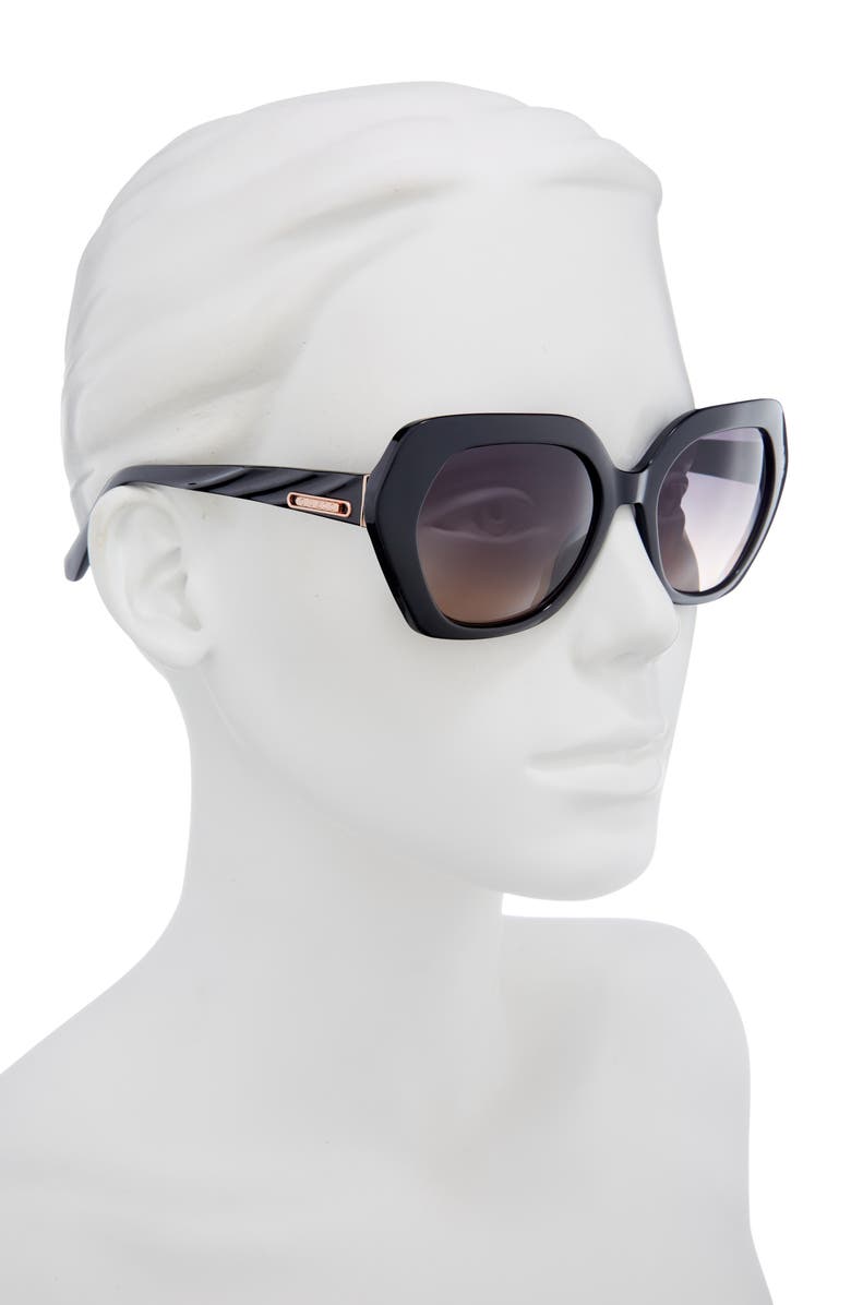 GUESS 55mm Gradient Round Sunglasses, Alternate, color, Shiny Black / Gradient Smoke