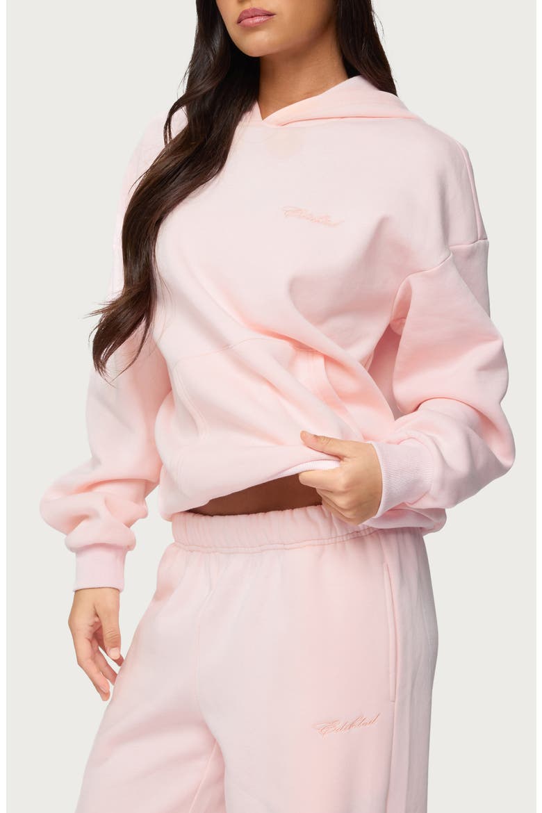 Basic Girl Oversize Fleece Logo Hoodie, Alternate, color, LIGHT-PINK