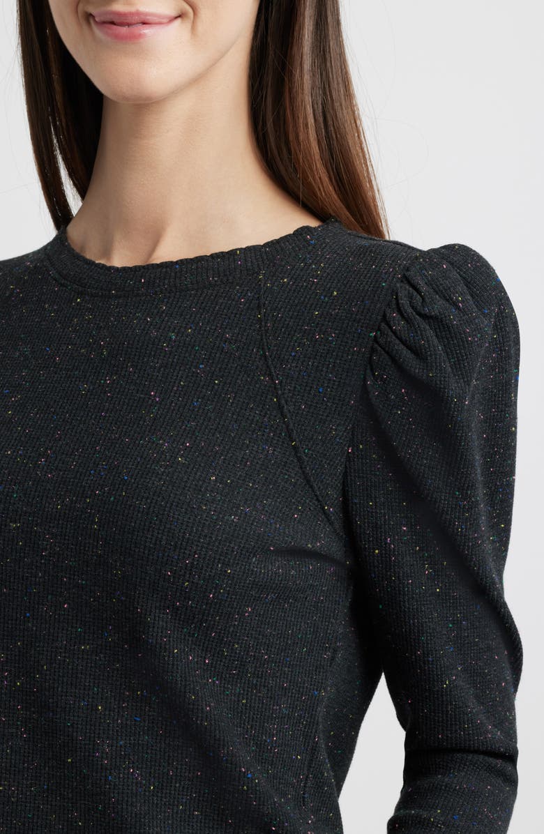 Wit & Wisdom Puff Shoulder Long Sleeve Thermal Top, Alternate, color, Black Multi