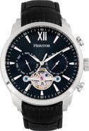 Heritor Automatic Arthur Semi-Skeleton Leather-Band Watch w/ Day/Date