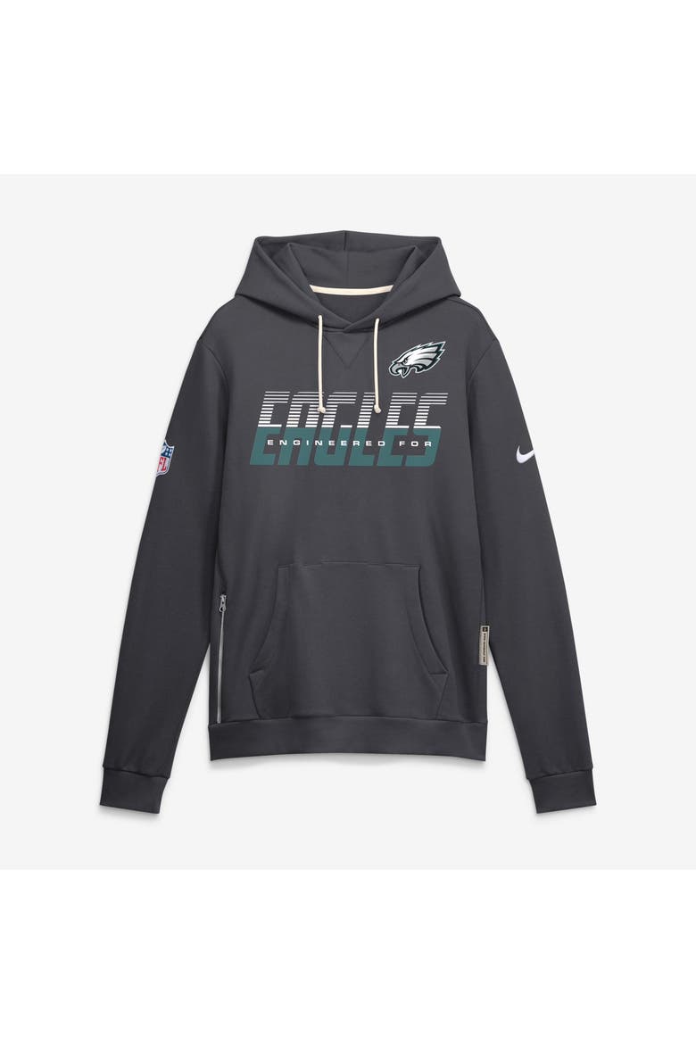Men's Nike Charcoal Philadelphia Eagles Sideline Standard Issue Top Prospect Dri-FIT Hoodie, Main, color, Charcoal