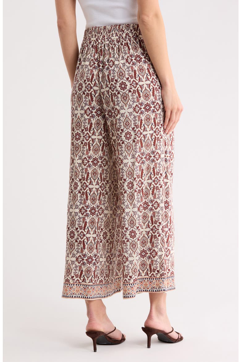 Wide Leg Pull-On Crop Pants, Alternate, color, CREAM/ NVY/ RUST GARDEN
