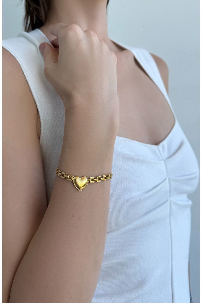 Heart Pendant Bracelet, Alternate, color, GOLD