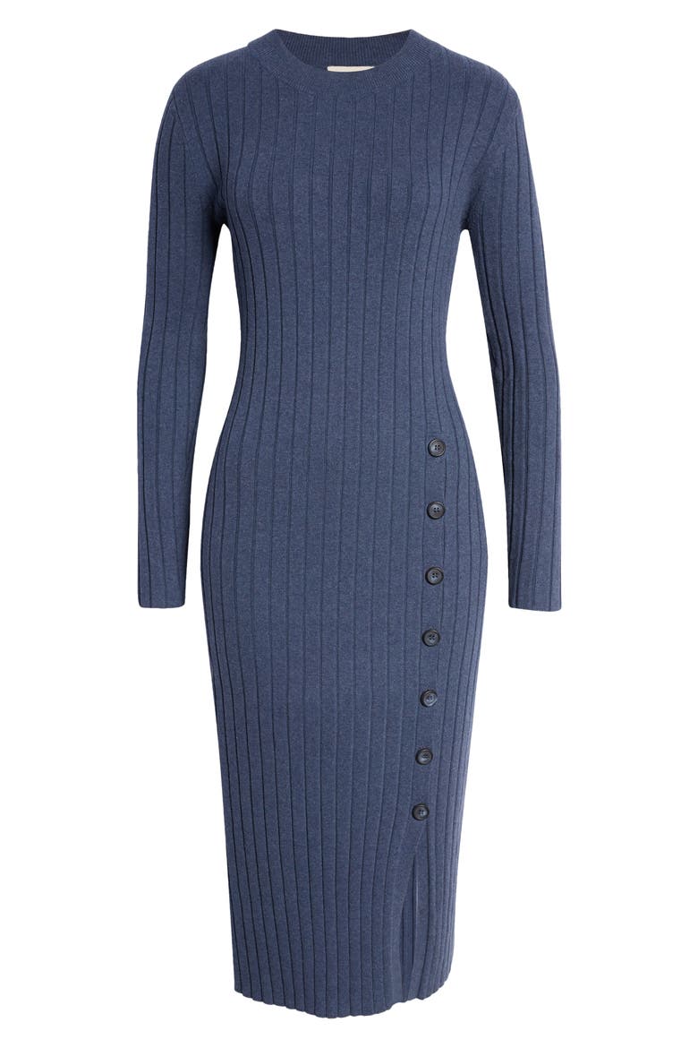 Women's Button Sweater Midi Dress, Alternate, color, BLUE CANAL HEATHER