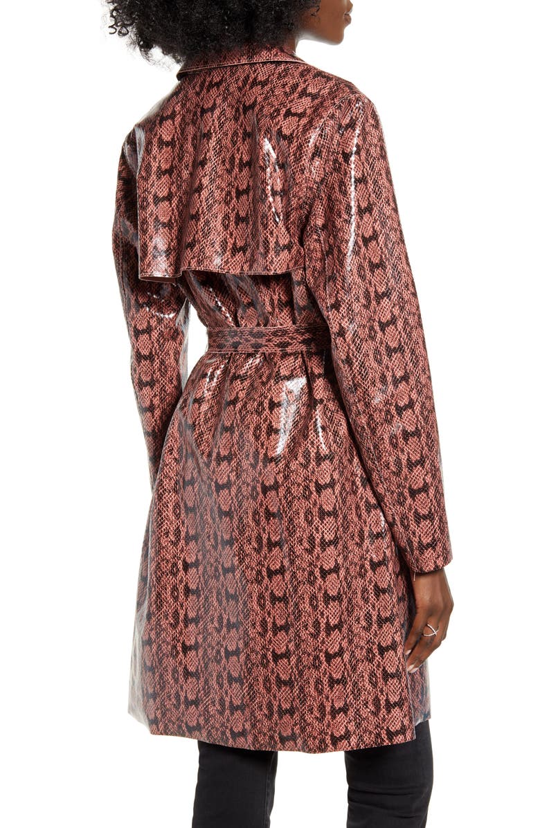 BLANKNYC Sneak Attack Snakeskin Trench Coat, Alternate, color, 