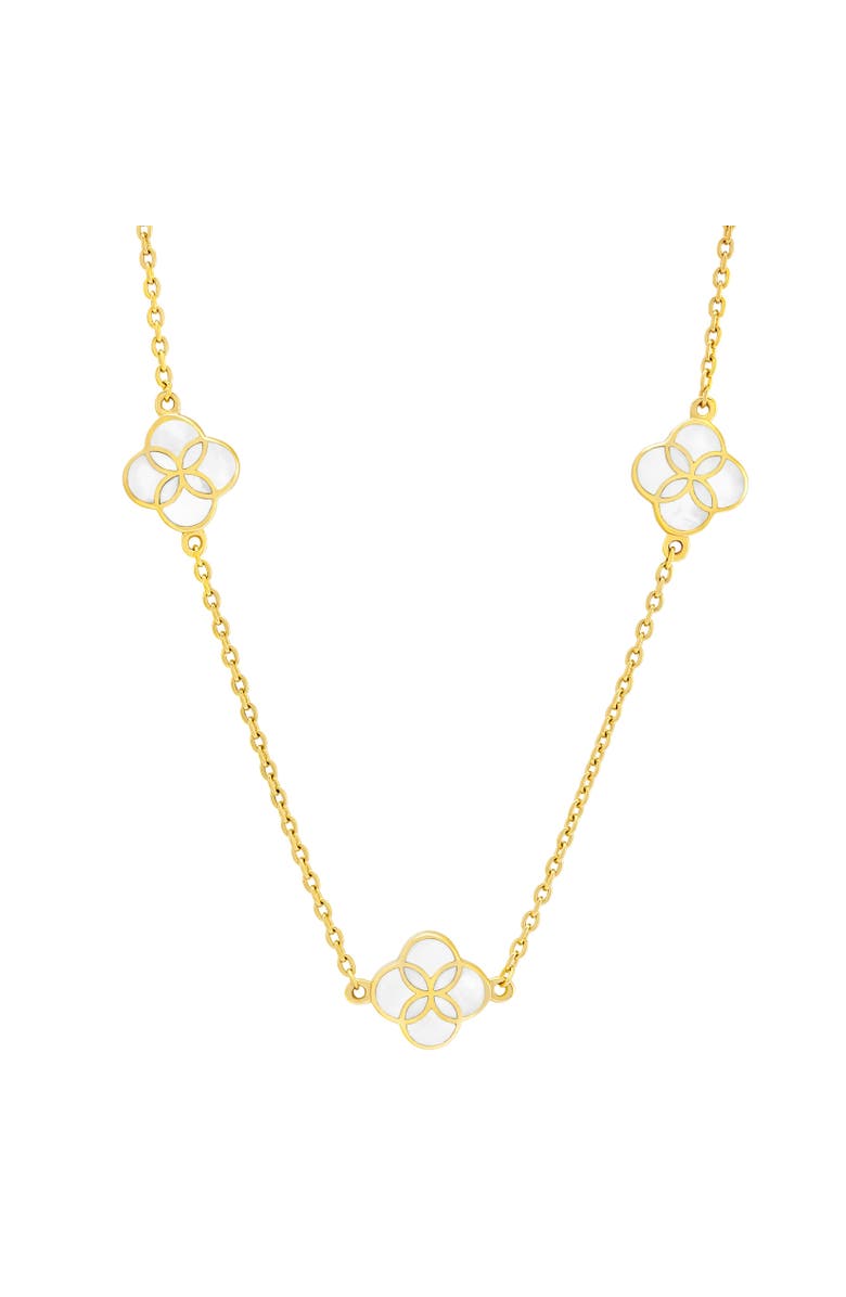 Jan Leslie Sterling With 18K Gold Overlay And Gemstones Triple Petal Station Necklace, Main, color, White