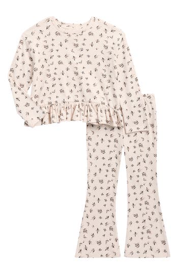 Jessica Simpson Kids' Stretch Rib Top & Flared Leggings Set In Multi