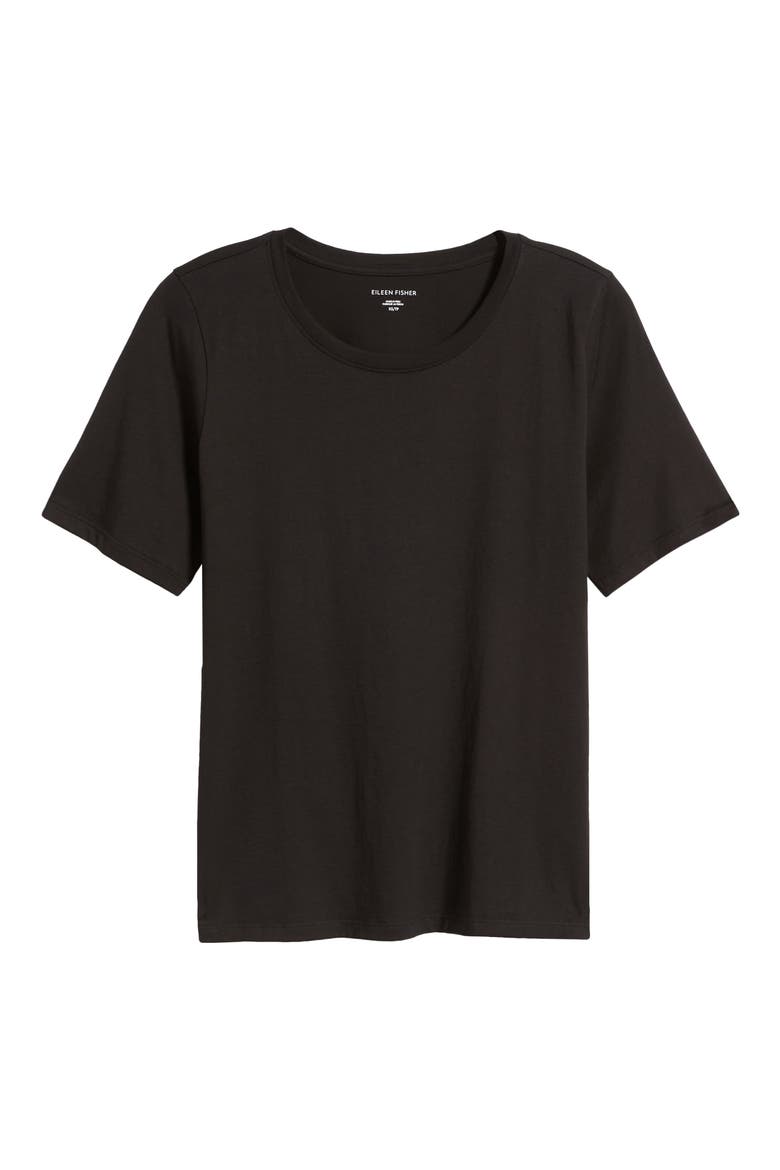 Crewneck Organic Cotton Jersey Top, Alternate, color, BLACK