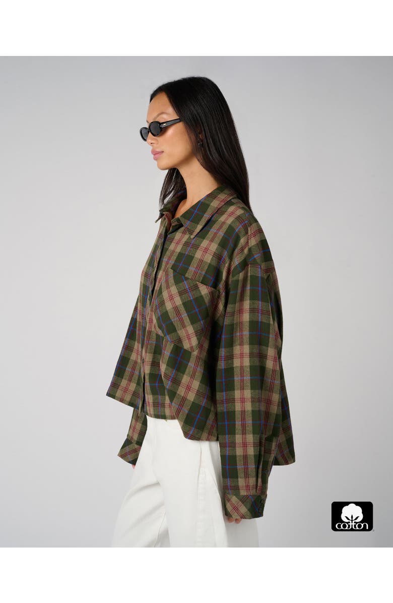 WeWoreWhat Boxy Boyfriend Overshirt, Alternate, color, Forest Grn Mlti
