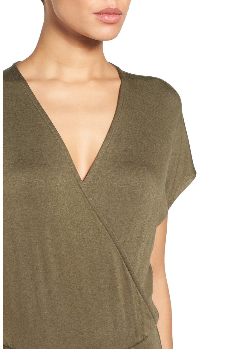 Short Sleeve Wrap Top Jumpsuit, Alternate, color, OLIVE TARMAC