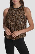 DKNY Print Sleeveless Chiffon Bubble Top