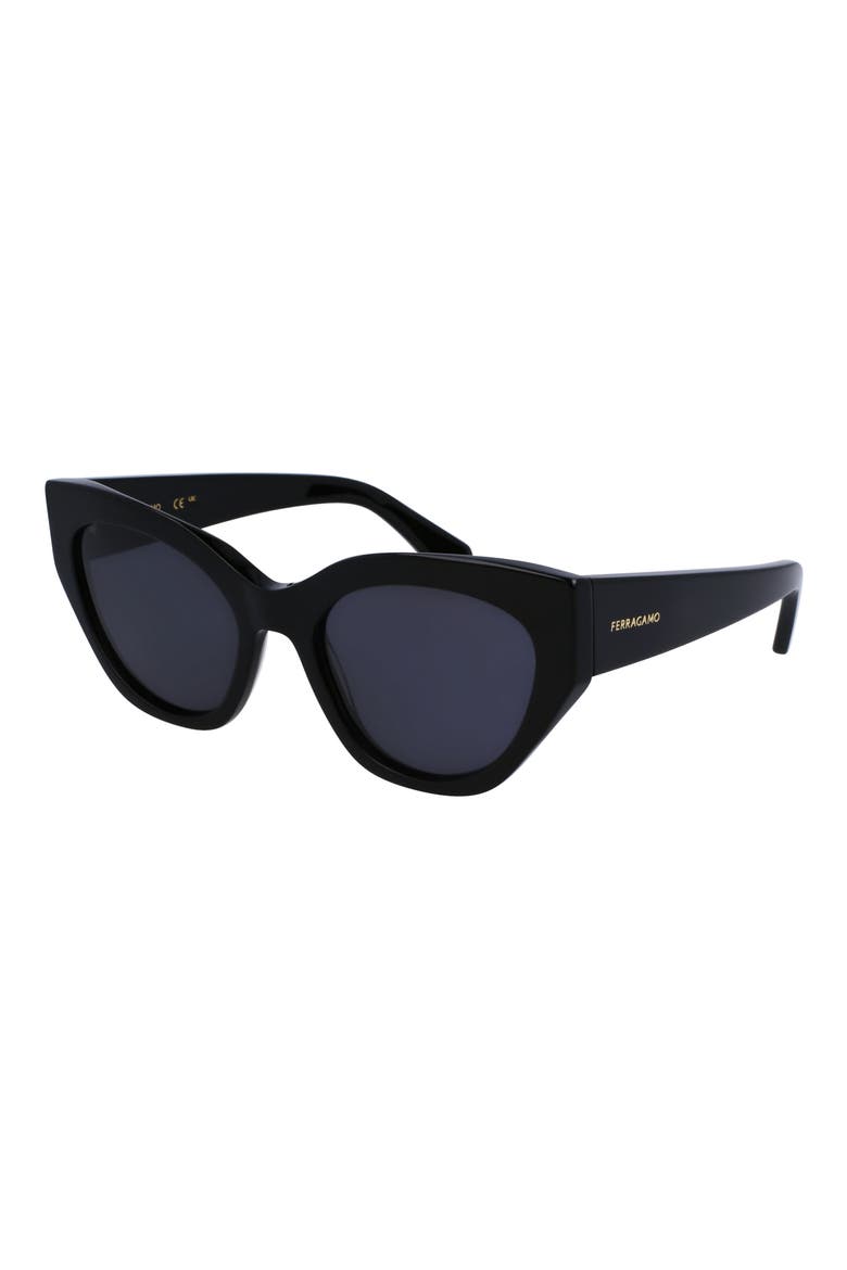 Classic Logo Tea Cup 55mm Cat Eye Sunglasses, Alternate, color, BLACK