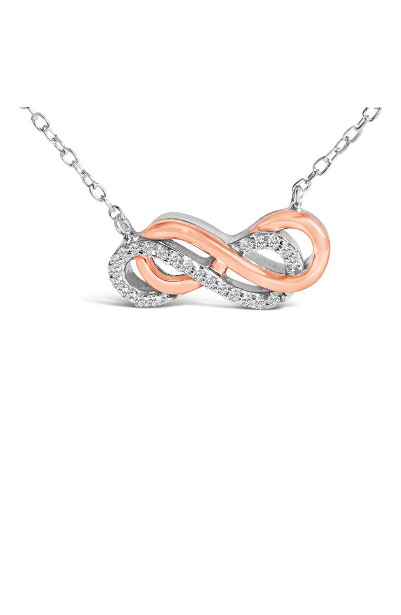 Haus of Brilliance 14K Rose Gold Plated Sterling Silver Diamond Accent Double Infinity Pendant Necklace, Alternate, color, White Gold Over Silver