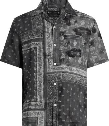 Tijuana Bandana Print Short Sleeve Cotton Button-Up Shirt