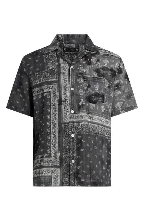 Allsaints Tijuana Bandana Print Short Sleeve Cotton Button-up Shirt