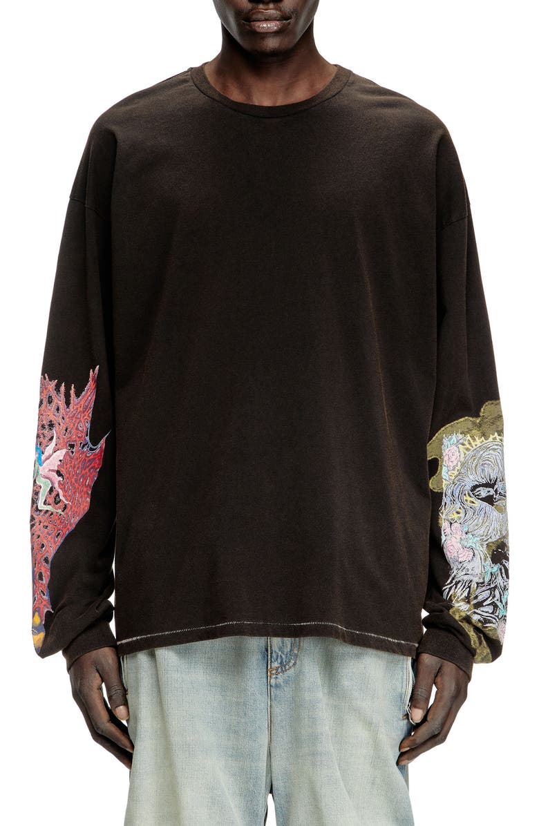DIESEL<sup>®</sup> Graphic Long Sleeve T-Shirt, Main, color, 