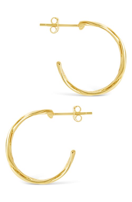 Sterling Forever Janet Ribbed Hoop Earrings In Gold