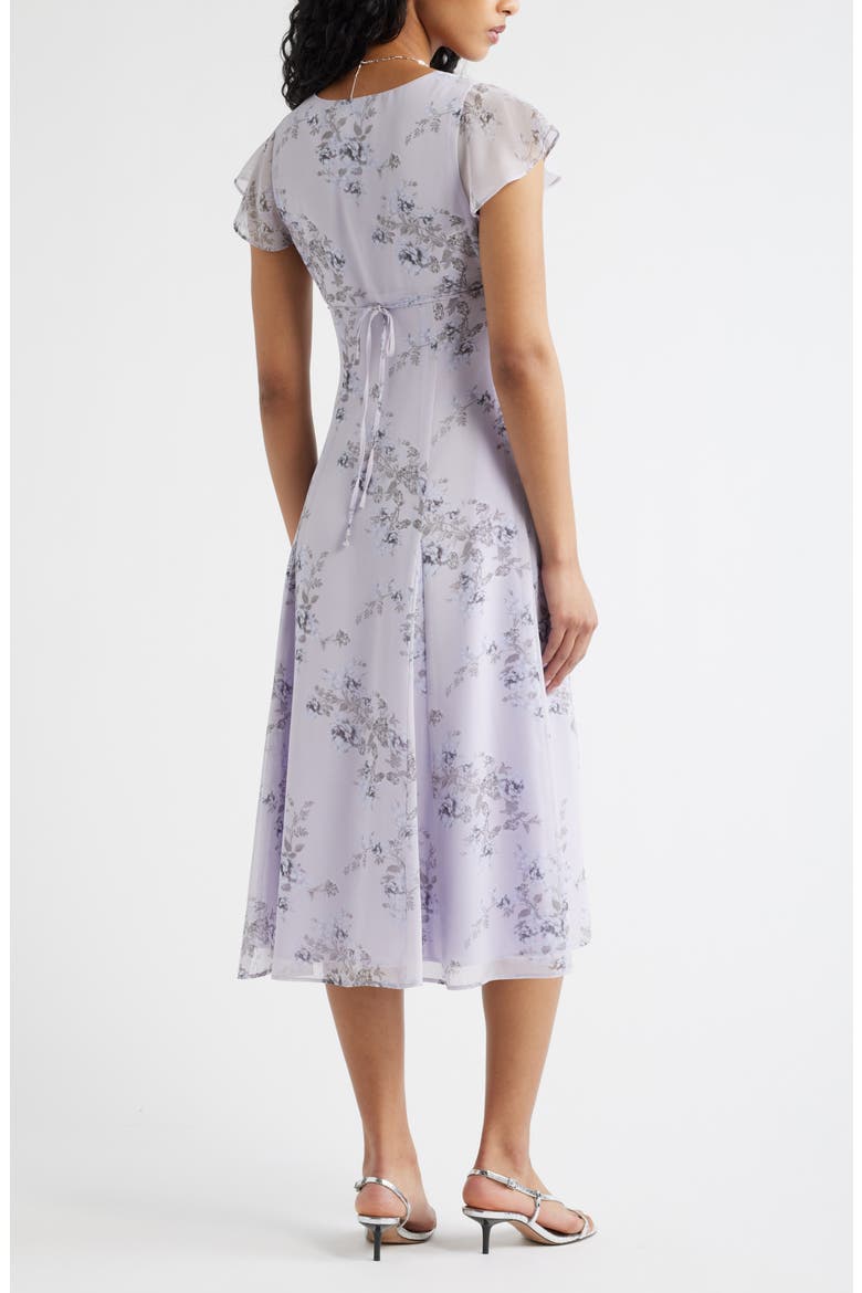 Short Sleeve Godet Pleat Dress, Alternate, color, PURPLE MIRAGE FLORAL