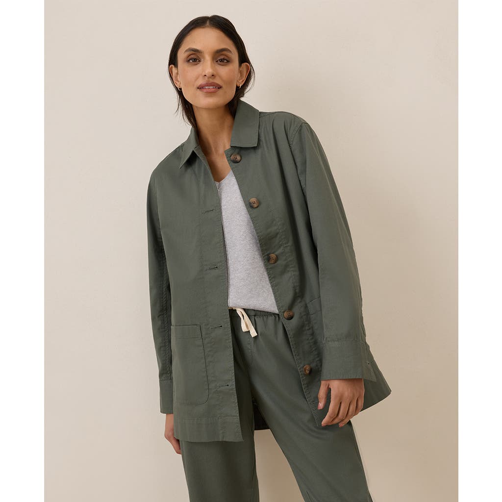 Pact Organic Cotton Daily Twill Oversized Lightweight Jacket In Castor Grey