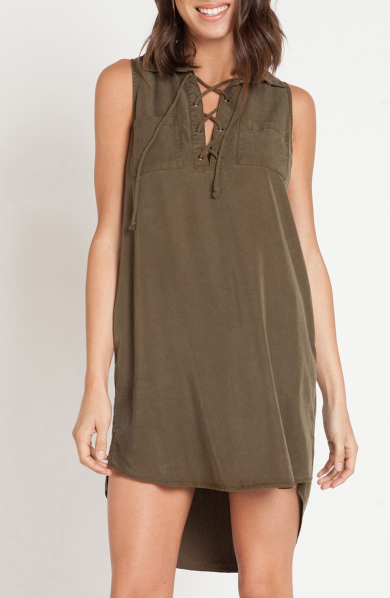 VELVET HEART Ella Lace-Up Dress, Main, color, 