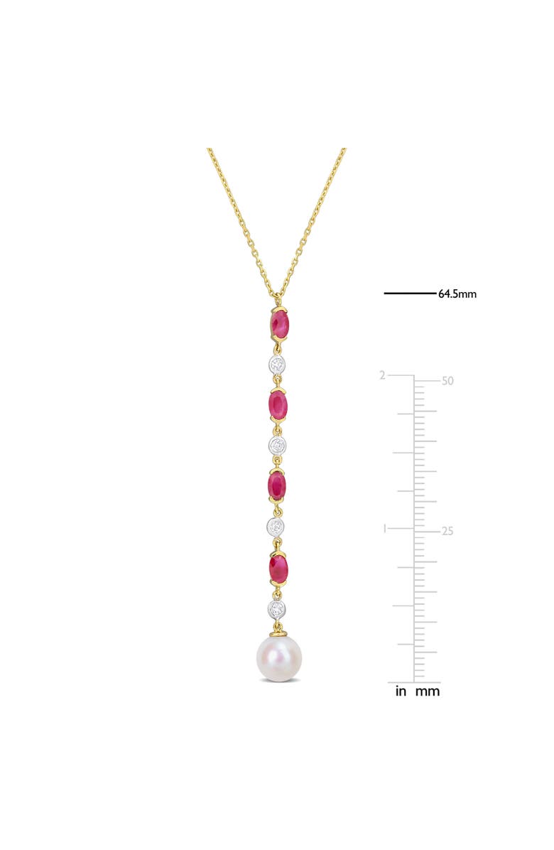 Julianna B. Ruby Cultured Pearl Diamond Lariat Necklace 10k, Alternate, color, Ruby