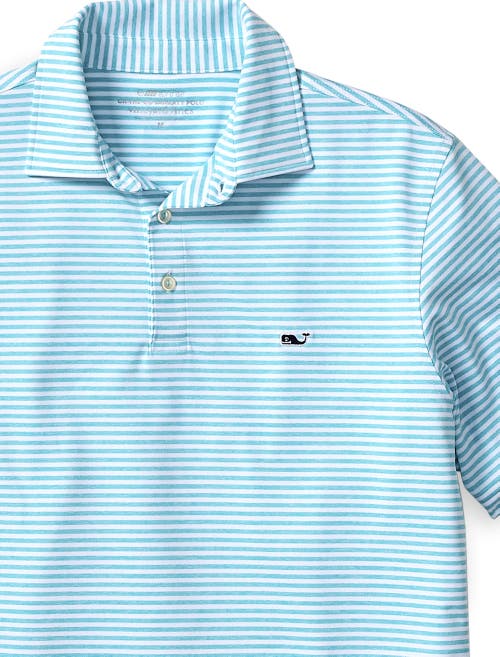 Vineyard Vines Big & Tall Anegada Stripe Sankaty Performance Polo Shirt In White Cap Turqs