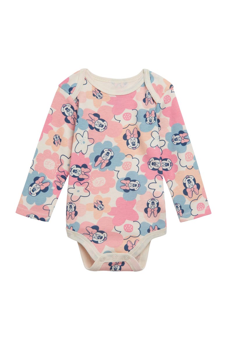Minnie Mouse 3-Pack Long Sleeve Bodysuits, Alternate, color, Minnie Pink Ivory