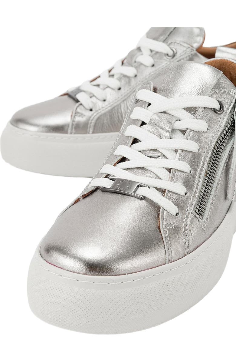 Forever & Always Shoes Allie Leather Zip Sneaker, Alternate, color, Silver Leather
