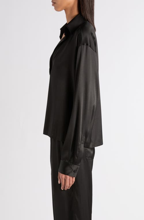 Tom Ford Stretch Silk Satin Polo In Black