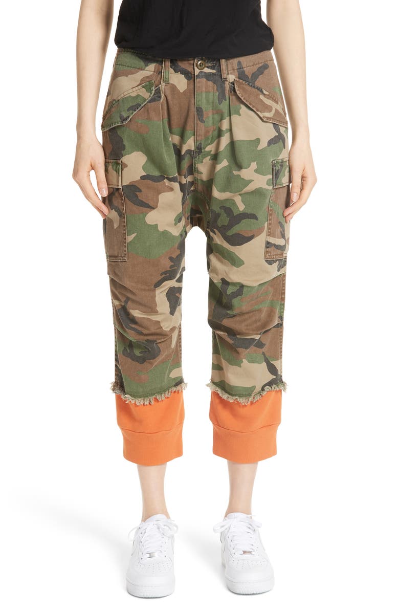 R13 Camo Harem Pants with Sweat Cuffs, Main, color, 