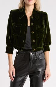 L'AGENCE Jia Cropped Velvet Jacket