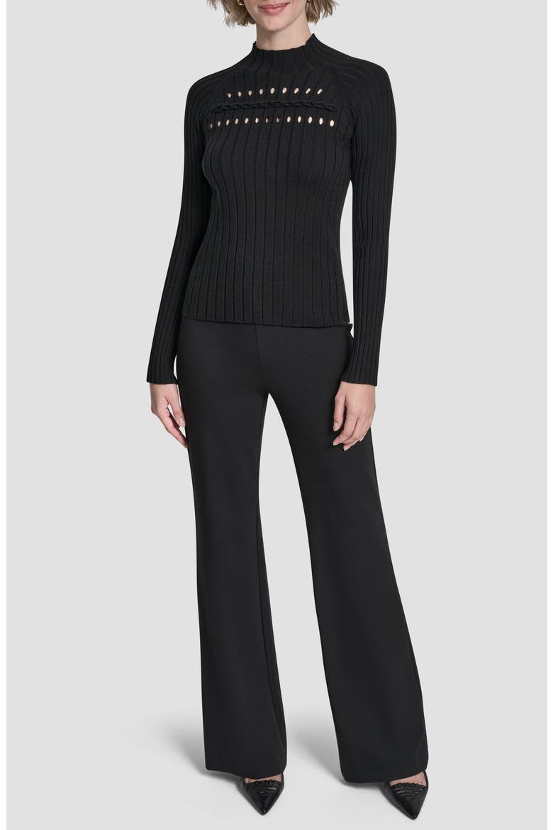 Cord Detail Rib Sweater, Alternate, color, BLACK