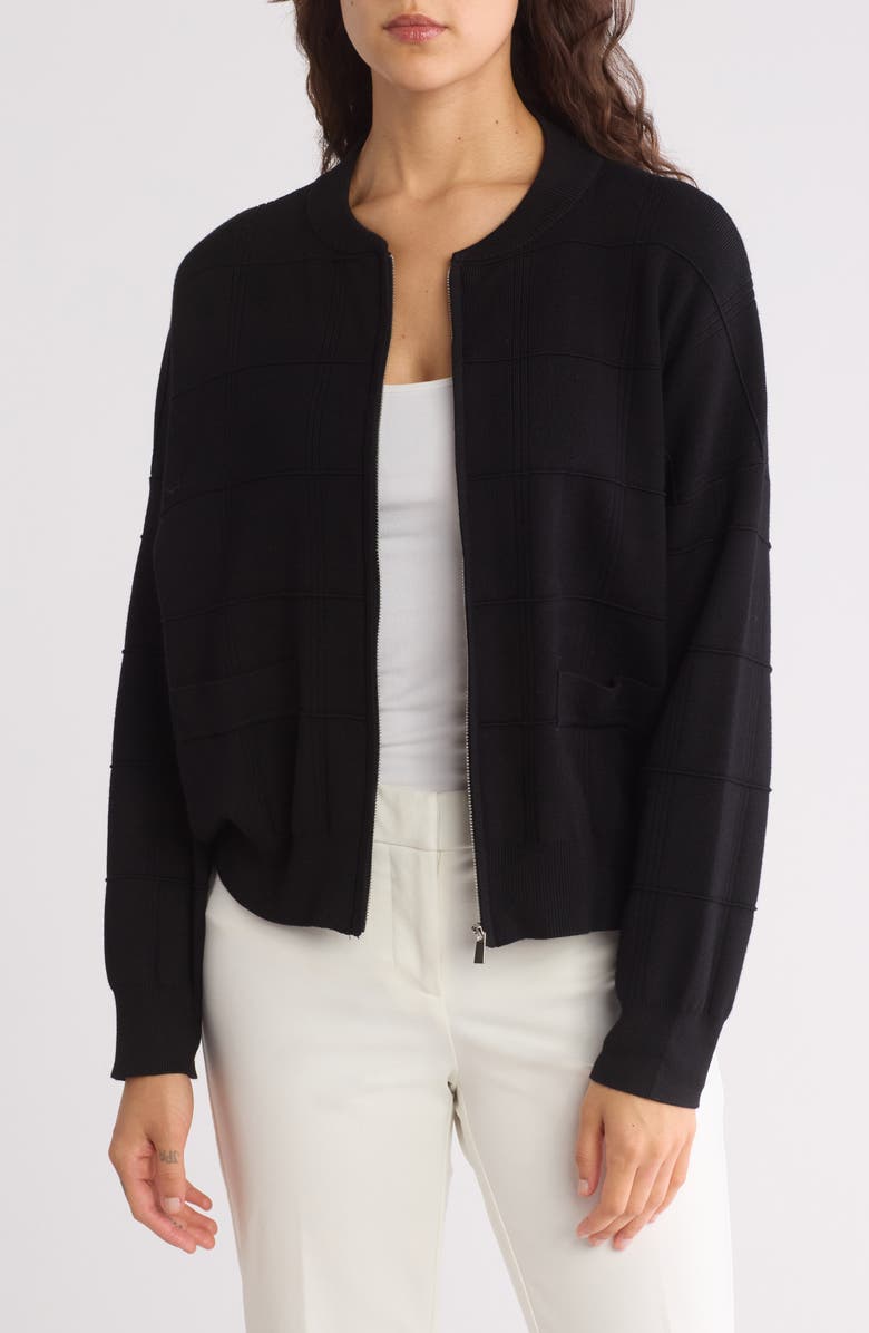 Adrianna Papell Grid Zip-Up Bomber Jacket, Main, color, 