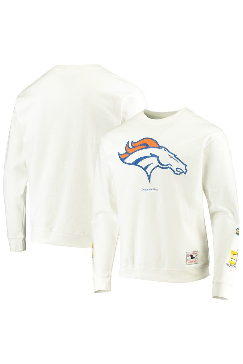 Men's Mitchell & Ness White Denver Broncos Rings VIP Champions Pullover Sweater, Main, color, White
