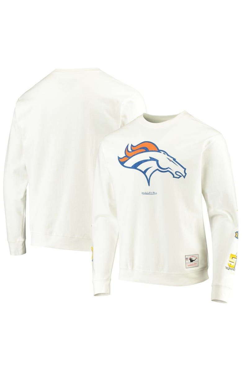 Mitchell & Ness Men's Mitchell & Ness White Denver Broncos Rings VIP Champions Pullover Sweater, Main, color, 