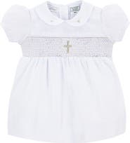 Carriage Boutique Smocked Inset Christening Gown & Bonnet Set