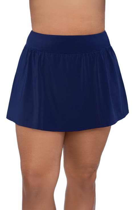 Mid-Rise Wide Waistband Control Swim Skort