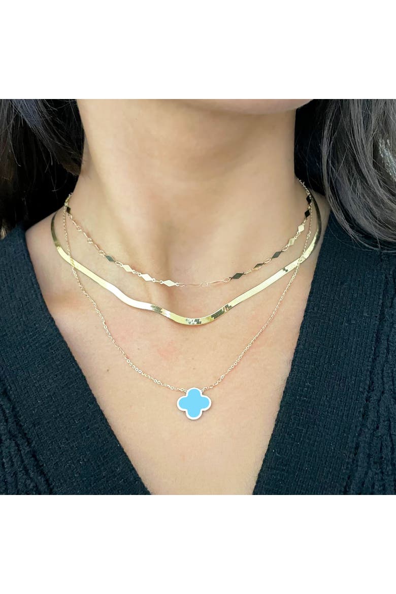 Extra Large Turquoise Single Clover Necklace, Alternate, color, Turquoise