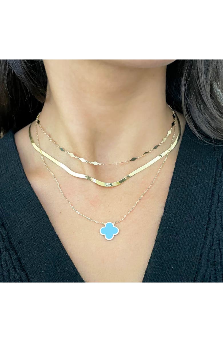 The Lovery Fine Jewelry Extra Large Turquoise Single Clover Necklace, Alternate, color, Turquoise